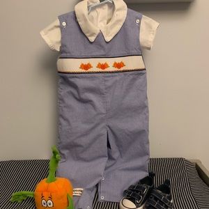NWT Boy’s Smocked Pumpkin Longall 2T (never worn)